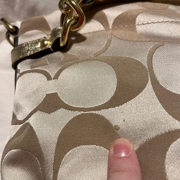 Coach Brooke Sateen Signature Shoulder Bag in khaki and gold - Picture 6 of 10